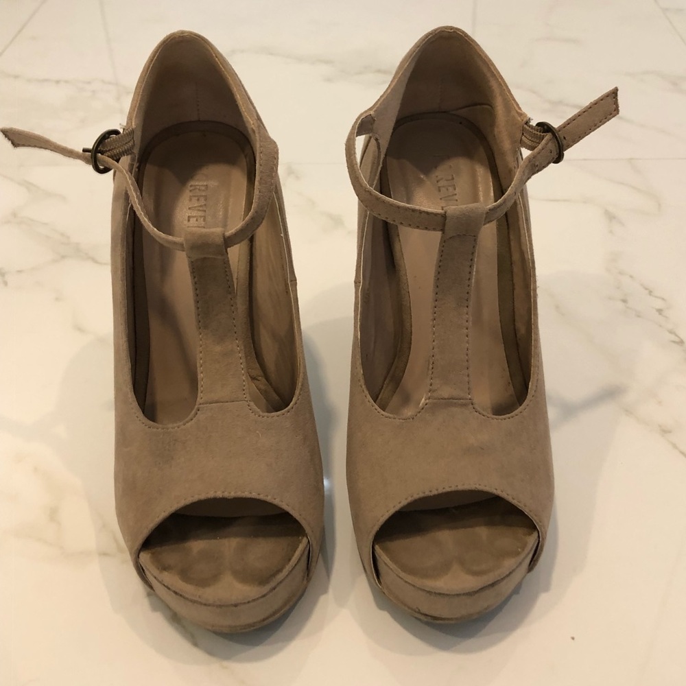 Nude suede heels
